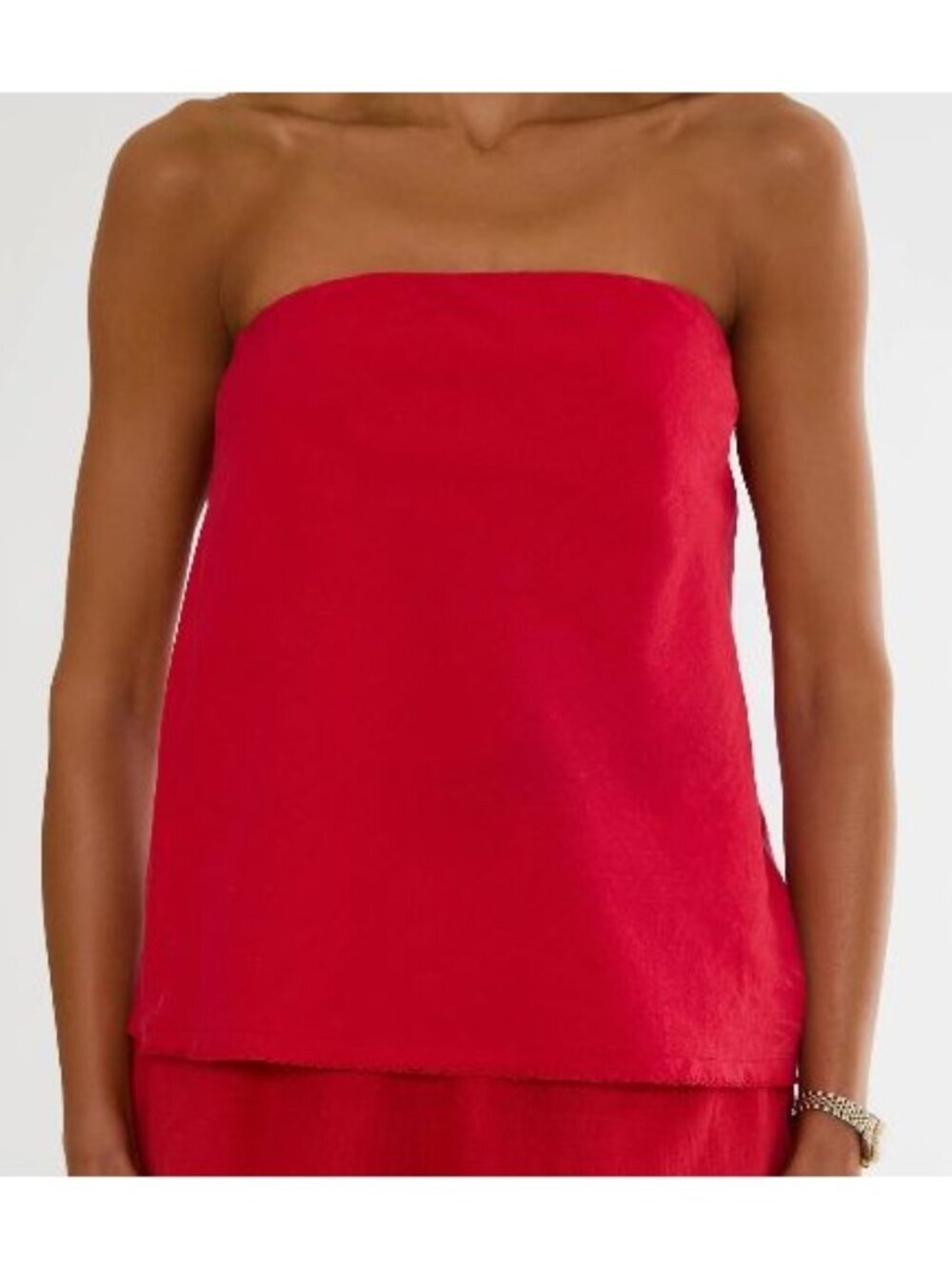 Beach Riot Celeste Strapless Top Red Size XL Linen Cotton Blend Resortwear Flowy